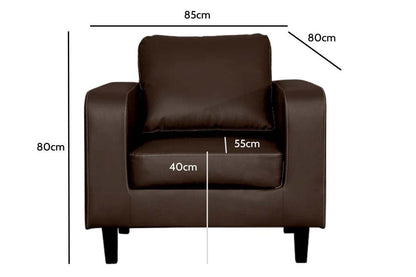 Box Brown Leather 2+1 Seater Sofa Set