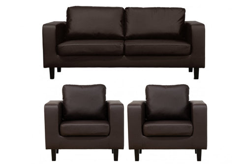 Box Brown Leather 3+1+1 Seater Sofa Set
