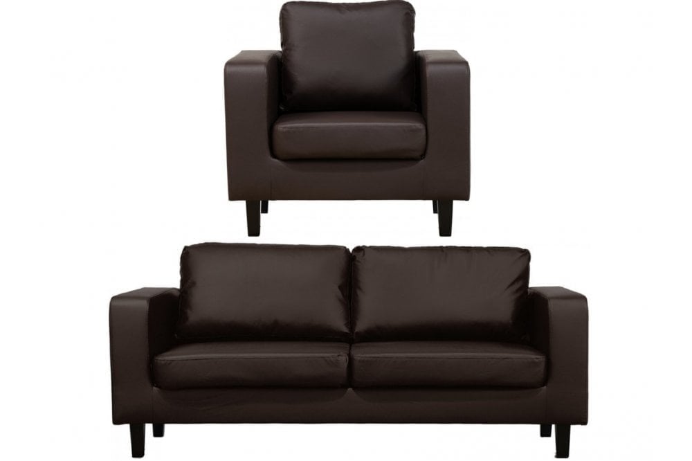 Box Brown Leather 3+1 Seater Sofa Set
