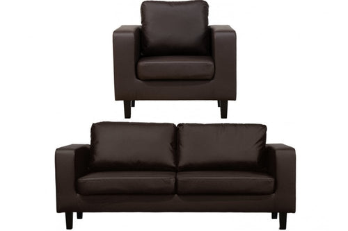 Box Brown Leather 3+1 Seater Sofa Set