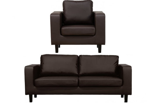 Box Brown Leather 3+1 Seater Sofa Set