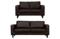 Box Brown Leather 3+2 Seater Sofa Set