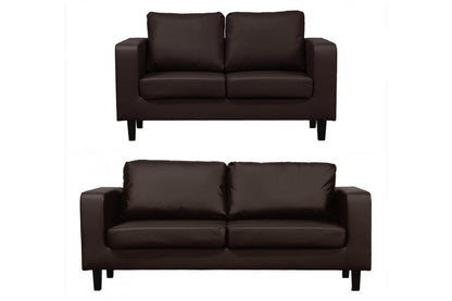 Box Brown Leather 3+2 Seater Sofa Set