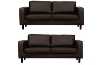 Box Brown Leather 3+3 Seater Sofa Set
