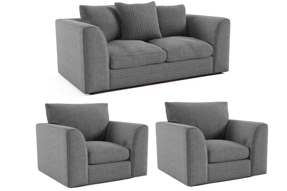 Byron Grey Fabric 2+1+1 Seater Sofa Set
