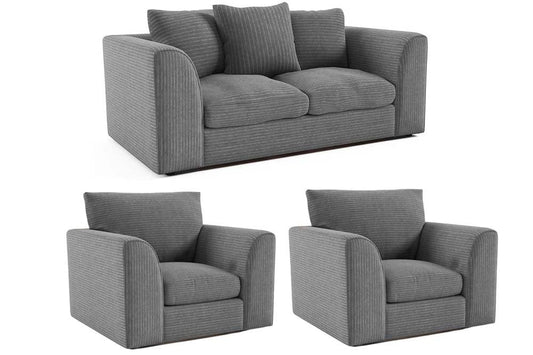 Byron Grey Fabric 2+1+1 Seater Sofa Set