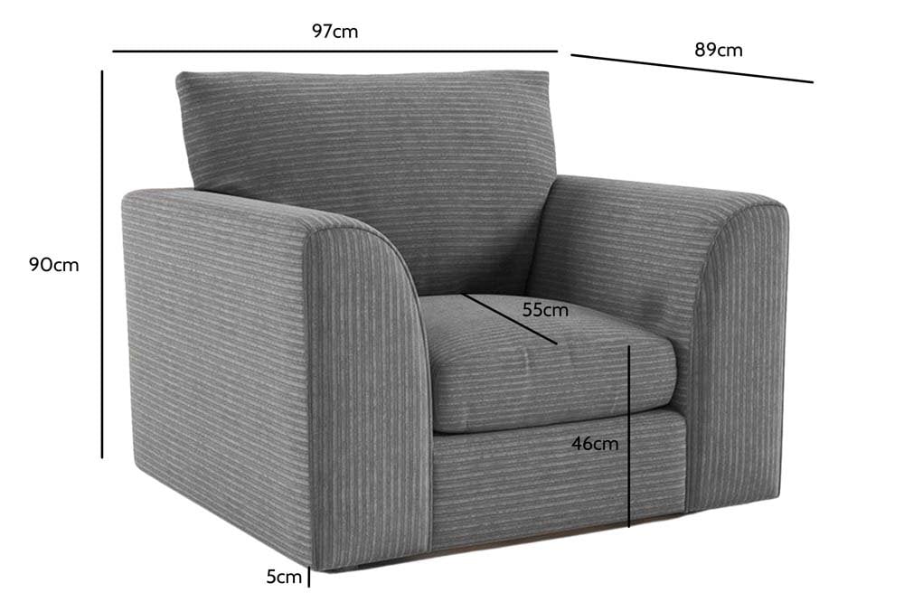 Byron Grey Fabric 2+1+1 Seater Sofa Set