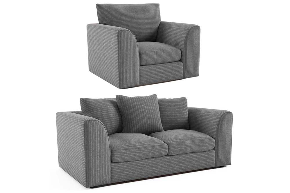 Byron Grey Fabric 2+1 Seater Sofa Set