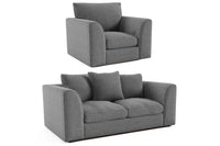 Byron Grey Fabric 2+1 Seater Sofa Set