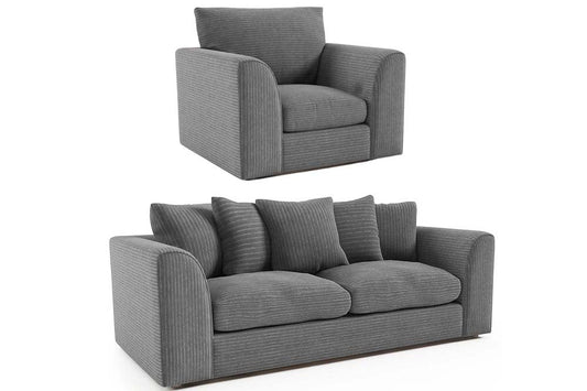 Byron Grey Fabric 3+1 Seater Sofa Set