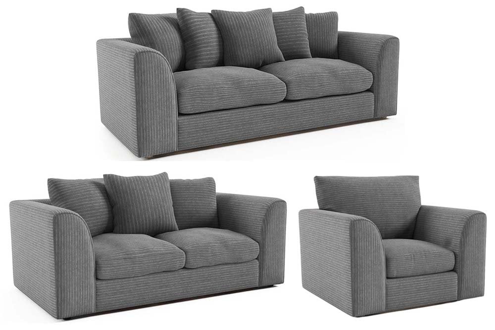 Byron Grey Fabric 3+2+1 Seater Sofa Set