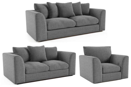 Byron Grey Fabric 3+2+1 Seater Sofa Set