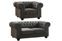 Chesterfield Grey Fabric 2+1 Seater Sofa Set