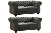 Chesterfield Grey Fabric 2+2 Seater Sofa Set