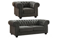 Chesterfield Grey Fabric 3+1 Seater Sofa Set