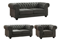 Chesterfield Grey Fabric 3+2+1 Seater Sofa Set