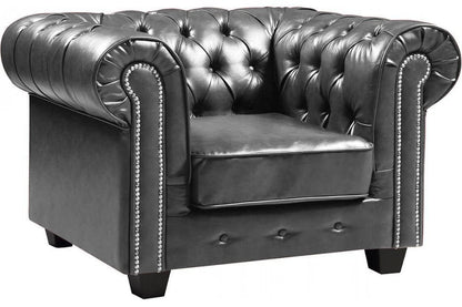 Chesterfield Grey Leather Antique 2+1+1 Seater Sofa Set