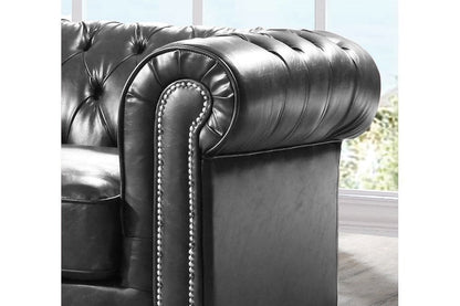 Chesterfield Grey Leather Antique 2+1 Seater Sofa Set
