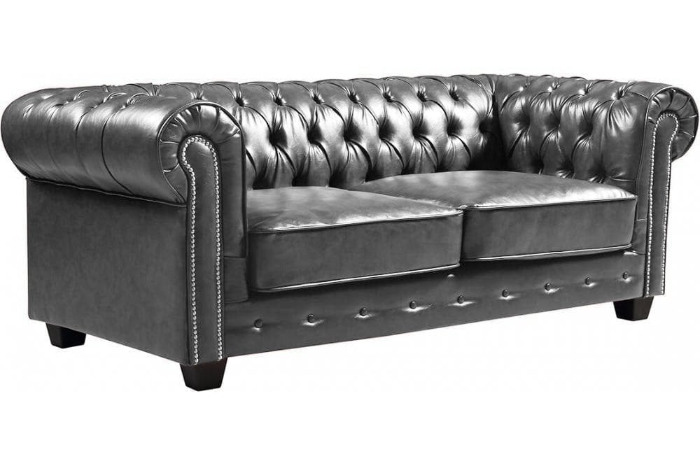 Chesterfield Grey Leather Antique 3+2+1 Seater Sofa Set