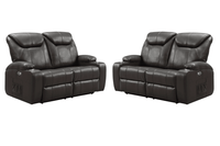 Cinema Grey Electric 2+2 Seater Leather Recliner Sofa Set With Two Cup Holders