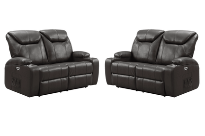 Cinema Grey Electric 2+2 Seater Leather Recliner Sofa Set With Two Cup Holders