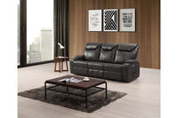 Cinema Grey Leather 3+1+1 Electric Recliner Sofa Set With Two Cup Holders