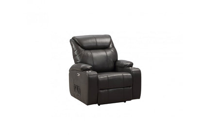 Cinema Grey Leather Electric 2+1 Recliner Sofa Set With Two Cup Holders