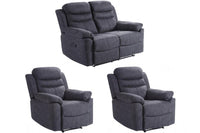 Conway Grey Fabric Manual Recliner 2+1+1 Seater Sofa Set