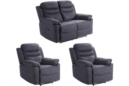 Conway Grey Fabric Manual Recliner 2+1+1 Seater Sofa Set