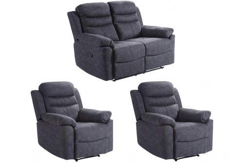 Conway Grey Fabric Manual Recliner 2+1+1 Seater Sofa Set