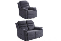 Conway Grey Fabric Manual Recliner 2+1 Seater Sofa Set
