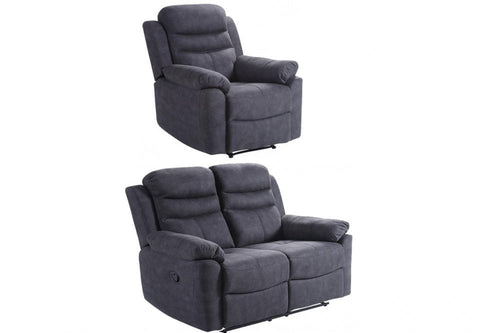 Conway Grey Fabric Manual Recliner 2+1 Seater Sofa Set
