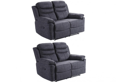 Conway Grey Fabric Manual Recliner 2+2 Seater Sofa Set