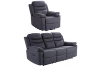 Conway Grey Fabric Manual Recliner 3+1 Seater Sofa Set