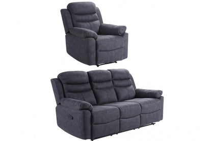 Conway Grey Fabric Manual Recliner 3+1 Seater Sofa Set
