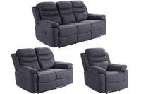 Conway Grey Fabric Manual Recliner 3+2+1 Seater Sofa Set