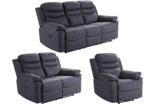 Conway Grey Fabric Manual Recliner 3+2+1 Seater Sofa Set