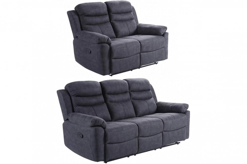 Conway Grey Fabric Manual Recliner 3+2 Seater Sofa Set