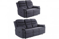 Conway Grey Fabric Manual Recliner 3+2 Seater Sofa Set