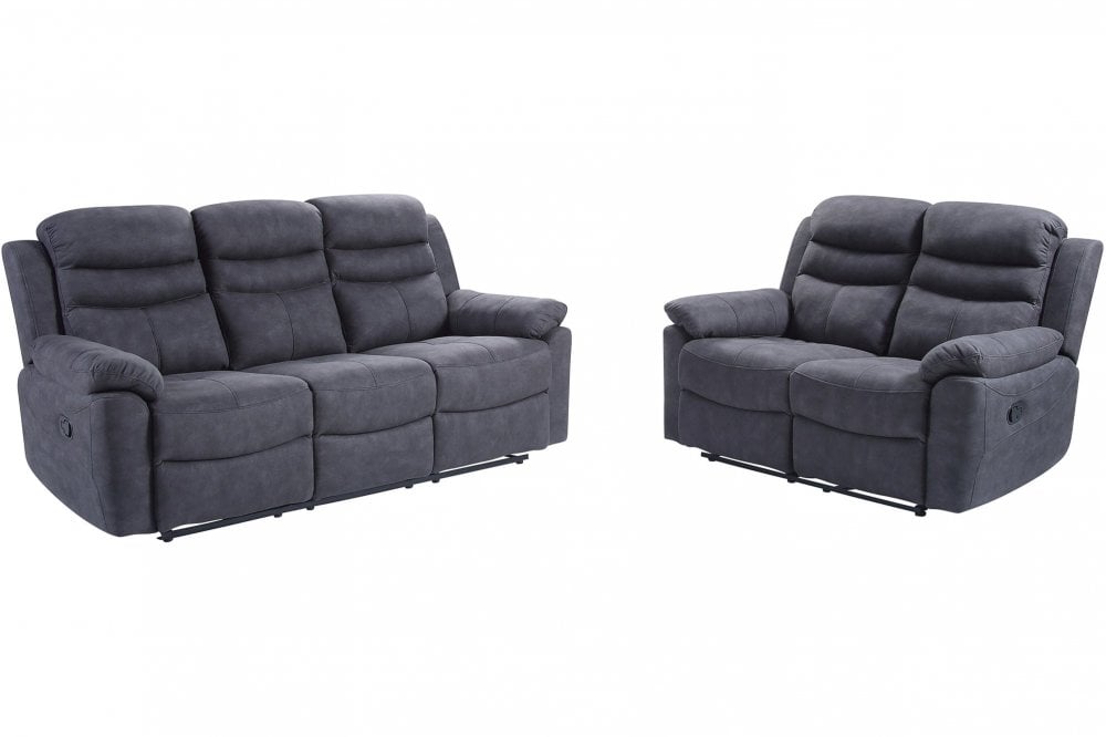 Conway Grey Fabric Manual Recliner 3+2 Seater Sofa Set