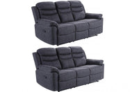 Conway Grey Fabric Manual Recliner 3+3 Seater Sofa Set