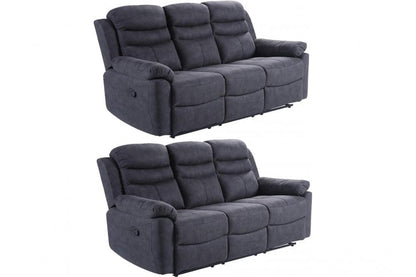 Conway Grey Fabric Manual Recliner 3+3 Seater Sofa Set
