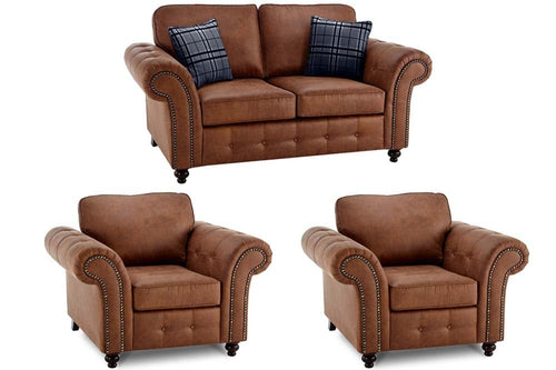 Oakland Tan Suede 2+1+1 Seater Sofa Set