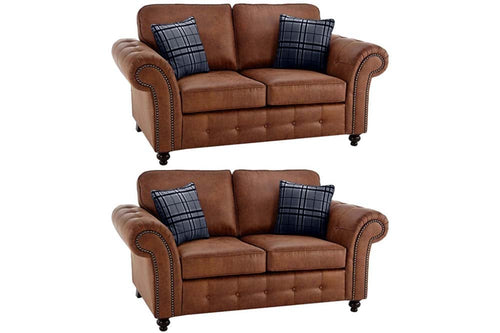 Oakland Tan Suede 2+2 Seater Sofa Set