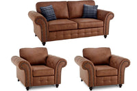 Oakland Tan Suede 3+1+1 Seater Sofa Set