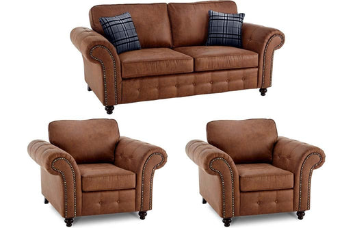 Oakland Tan Suede 3+1+1 Seater Sofa Set