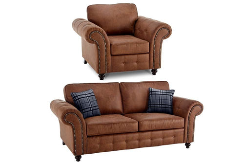 Oakland Tan Suede 3+1 Seater Sofa Set