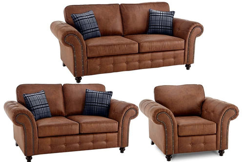 Oakland Tan Suede 3+2+1 Seater Sofa Set