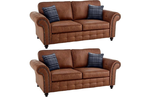 Oakland Tan Suede 3+3 Seater Sofa Set