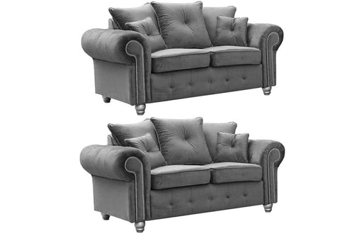 Olympia Grey Fabric Velvet 2+2 Seater Sofa Set
